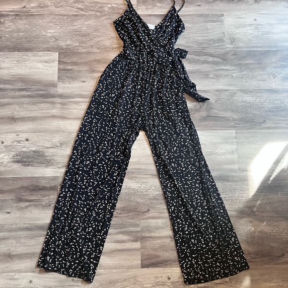 Kaileigh Pants - Kaileigh Black and White Patterned Jumpsuit